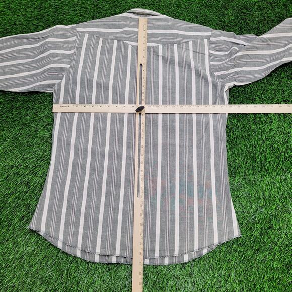 Vintage 90s Panhandle Slim Stripes Shirt M/L 22x30 Gray Pink - Picture 3 of 12